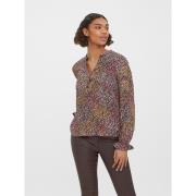 Blouse col v, manches longues, imprimée