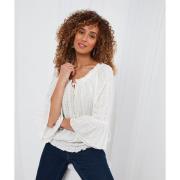 Blouse col rond, manches longues, broderie