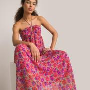 Robe bustier imprimé floral, longueur midi, 3/4