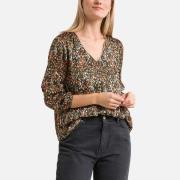 Blouse col v, manches longues, imprimée