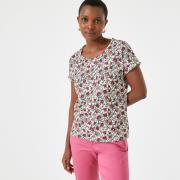 T-shirt imprimé floral, col rond, manches courtes