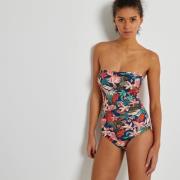 Maillot de bain 1 pièce bustier, imprimé fleurs