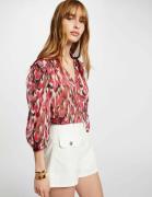 Blouse col V, manches 3/4