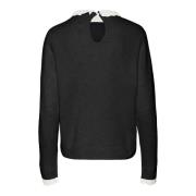 Pull fine maille, col broderie anglaise