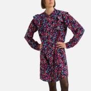 Robe col mao, manches longues, imprimé fleuri