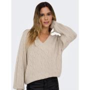 Pull encolure v, maille effet brillant