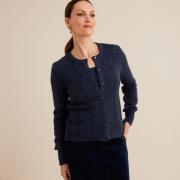 Cardigan col rond, en fine maille pointelle