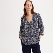 Blouse imprimée, col V, manches 3/4