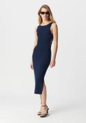 Robe midi col rond en maille, sans manches