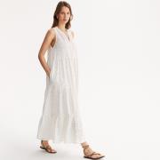 Robe évasée brodée, longue, sans manches