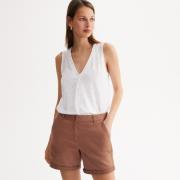 T-shirt en lin, col V, sans manches