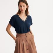 T-shirt en lin, col V, manches courtes