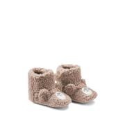 Chaussons à scratch en sherpa, brodés ours