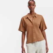 T-shirt en lin col polo, manches courtes