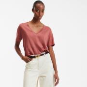 Tee shirt en lin col v manches courtes