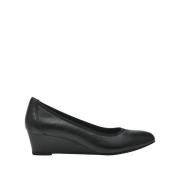 Ballerines talon compensé en cuir