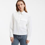 Chemise courte boxy en coton, manches longues