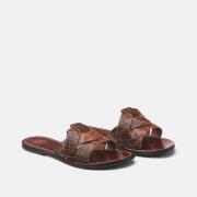 Mules plates en cuir python