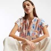 Chemise imprimée, col rond, manches courtes