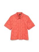 Chemisier manches courtes, broderies anglaises
