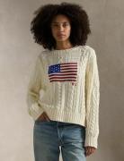 Pull col rond, motif drapeau américain