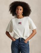 T-shirt ample et court, drapeau américain et logo