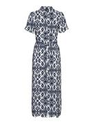 Robe longue imprimée, col montant