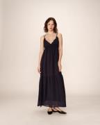 Robe longue à volants bretelles croisées PRETTY