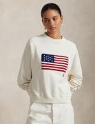 Sweat col rond manches longues drapeau USA brodé