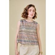 Blouse sans manches à rayures et à paillettes