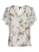 Blouse col V imprimé, manches courtes,