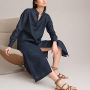 Robe longue,  manches longues en lin