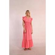 Robe longue manches courtes à volants