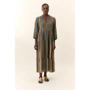 Robe midi rayée, manches 3/4, ROZELA