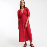 Robe longue, col V, manches coudes
