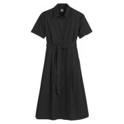 Robe-chemise longue, ceinture à nouer