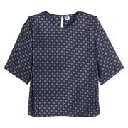 Blouse col rond en satin, motif graphique