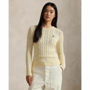 Pull col rond, maille torsadée en coton