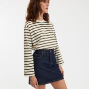 T-shirt rayé, col rond, manches longues