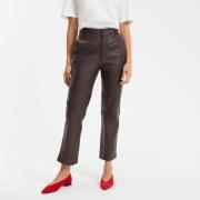 Pantalon droit en cuir de mouton, longueur 7/8ème