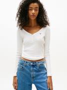 T-shirt rayé, manches longues, col V