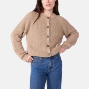 Cardigan femme uni, en laine et coton