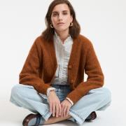 Gilet col V, alpaga mélangé, Signature GILDAS