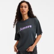 T-shirt col rond à message, manches courtes