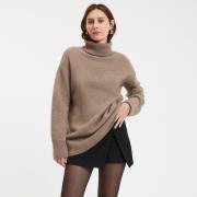 Pull en cachemire col roulé en grosse maille