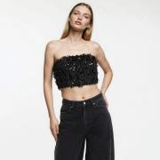 Bandeau sequins et plumes, sans manches