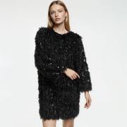 Robe évasée à sequins, courte, manches 3/4